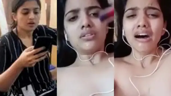 Cute GF Masturbating on VC with BF Video